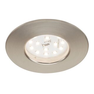 Briloner LED Einbauleuchte rund Nickel matt IP44 6,5W Modul 570lm warmweiß 3000K 110° 3-Stufen-Dimmbar