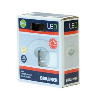 Briloner LED Einbauleuchte rund Weiß IP44 6,5W Modul 570lm warmweiß 3000K 110° 3-Stufen-Dimmbar