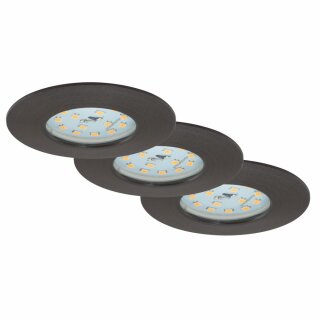 3 x Briloner LED Einbauleuchte rund Eisengrau IP44 3 x 6,5W Modul 570lm warmweiß 3000K 3-Stufen-Dimmbar