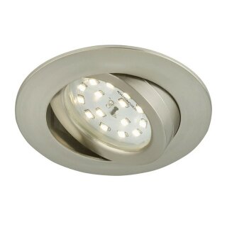 Briloner LED Einbauleuchte rund Nickel matt IP23 6,5W Modul 570lm warmweiß 3000K schwenkbar 3-Stufen-Dimmbar