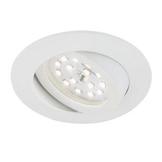 Briloner LED Einbauleuchte rund Weiß IP23 6,5W Modul 570lm warmweiß 3000K schwenkbar 3-Stufen-dimmbar