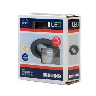 Briloner LED Einbauleuchte rund Eisengrau IP23 6,5W Modul 570lm warmweiß 3000K schwenkbar 3-Stufen-Dimmbar