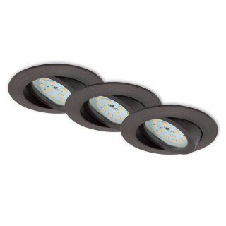3 x Briloner LED Einbauleuchte rund Eisengrau IP23 3 x 6,5W Modul 570lm warmweiß 3000K schwenkbar 3-Stufen-Dimmbar