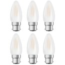 6 x Osram LED Filament Star Retrofit Classic B Kerze 4W = 40W B22d matt 470lm warmweiß 2700K