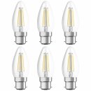 6 x Osram LED Filament Leuchtmittel Kerze 4W = 40W B22d klar 470lm 827 warmweiß 2700K