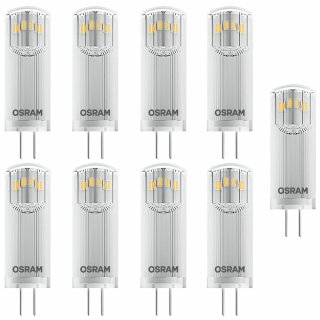 9 x Osram LED Leuchtmittel Stiftsockellampe 1,8W = 20W G4 klar 12V 200lm neutralweiß 4000K 300°