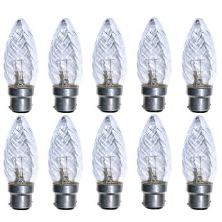 10 x Kerze Glühbirne 25W B22 Klar gedreht Glühbirnen B22d...