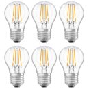 6 x Osram LED Filament Leuchtmittel Tropfen 6W = 60W E27 klar 806lm 827 warmweiß 2700K