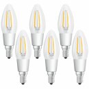 6 x Osram LED Filament Leuchtmittel Kerze 4,5W = 40W E14 klar warmweiß 2700K DIMMBAR