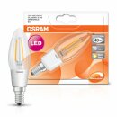 6 x Osram LED Filament Leuchtmittel Kerze 4,5W = 40W E14 klar warmweiß 2700K DIMMBAR