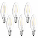 6 x Osram LED Filament Retrofit Classic B Kerze 1,2W = 15W E14 klar warmweiß 2700K