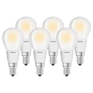 6 x Osram LED Filament Retrofit Classic P40 Tropfen 6W = 50W E14 matt 806lm warmweiß 2700K DIMMBAR