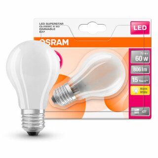 Osram LED Leuchtmittel Birnenform Retrofit 8W = 60W E27 matt FS warmweiß 2700K DIMMBAR