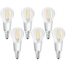 6 x Osram LED Filament Tropfen 5W = 40W E14 klar 470lm...