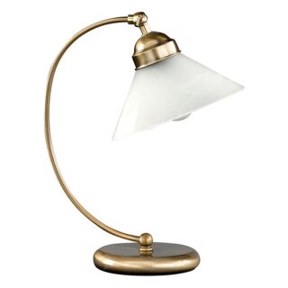 Fischer & Honsel Tischleuchte Antwerpen Messing Weiß 39cm max. 46W E27 ohne Leuchtmittel