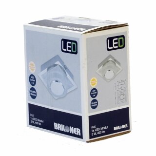 Briloner LED Wand- & Deckenleuchte 10x10cm Chrom Acryl 5W 400lm warmweiß 3000K