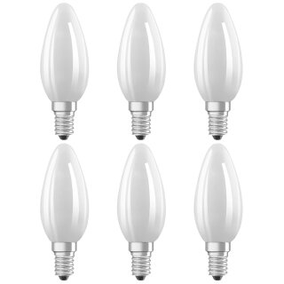 6 x Osram LED Filament Leuchtmittel Classic Kerze 6,5W = 60W E14 MATT 806lm  warmweiß 2700K DIMMBAR