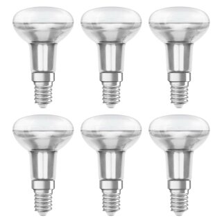 6 x Osram LED Leuchtmittel Glas Reflektor R50 4,3W = 60W E14 matt warmweiß 2700K 36°