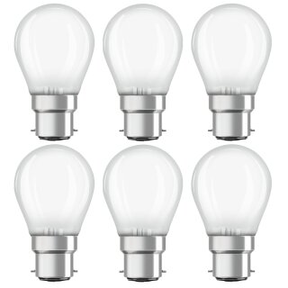 6 x Osram LED Filament Leuchtmittel Tropfen 5W = 40W B22d matt 470lm warmweiß 2700K DIMMBAR