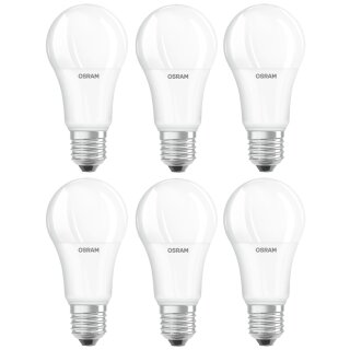 6 x Osram LED Leuchtmittel Star Classic Birne 13W = 100W E27 matt 1521lm Neutralweiß 4000K