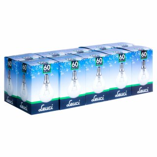 10 x Leuci Glühbirne Tropfen 60W E14 klar Glühlampe P45 Kugel warmweiß dimmbar