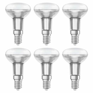 6 x Bellalux LED Leuchtmittel Glas Reflektor R50 4,3W = 60W E14 345lm warmweiß 2700K 36°