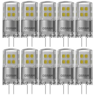 10 x Osram LED Leuchtmittel Stiftsockellampe 2W = 20W G4 klar 12V 200lm warmweiß 2700K 320° DIMMBAR