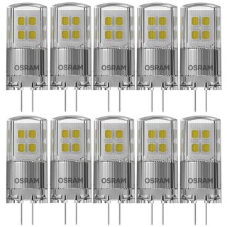 10 x Osram LED Leuchtmittel Stiftsockellampe 2W = 20W G4 klar 12V 200lm warmweiß 2700K 320° DIMMBAR