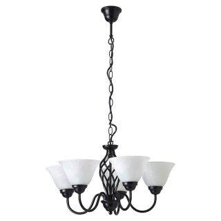 Brilliant Pendelleuchte Kronleuchter Elena Schwarz Weiß Rustikal max. 5 x 40W E14 ohne Leuchtmittel kürzbar