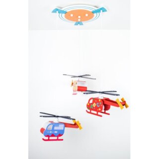 Peters-Living Pendelleuchte Hubschrauber Kinder Bunt max. 3 x 40W E27 ohne Leuchtmittel