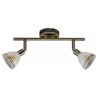 Brilliant Wand- & Deckenleuchte Murcia Messing Antik 2 x 33W G9 Halogen 916lm warmweiß 2800K schwenkbar