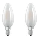 2 x Osram LED Filament Leuchtmittel Kerze 2,5W = 25W E14 matt 250lm warmweiß 2700K 300°