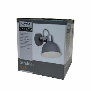 Casaya Wandlampe Deckenleuchte Strahler Aki Grau/Chrom max. 25W E14 mit Schalter