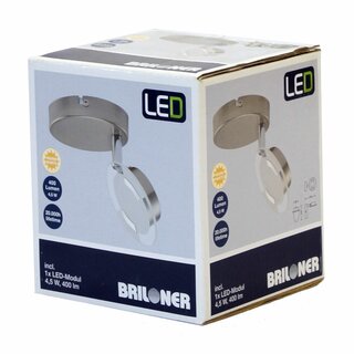 Briloner LED Wandlampe Deckenleuchte Chrom 4,5W 400lm warmweiß 3000K schwenkbar