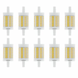 10 x Osram LED Leuchtmittel 78mm Stab 11,5W = 100W R7s klar 1521lm warmweiß 2700K 360° DIMMBAR