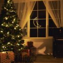 LED Weihnachten Fensterdeko Glühwürmchen Mond schwarz warmweiß für 3 x AA Batterie