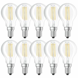 10 x Osram LED Filament Leuchtmittel Tropfen 4W = 40W E14 klar 470lm 840 Neutralweiß 4000K