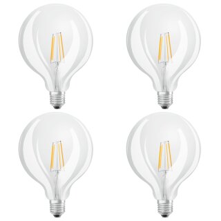 4 x Osram LED Filament Leuchtmittel Globe G125 4W = 40W E27 klar 470lm warmweiß 2700K