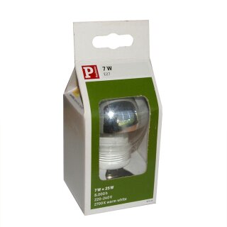 Paulmann ESL Energiesparlampe Globe G60 7W = 25W E27 Kopfspiegel silber warmweiß 2700K 870.19 PX001