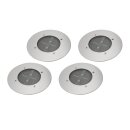 4 x Ranex LED Solar Bodeneinbaustrahler rund Edelstahl IP67 0,12W Neutralweiß 4000K befahrbar Sensor