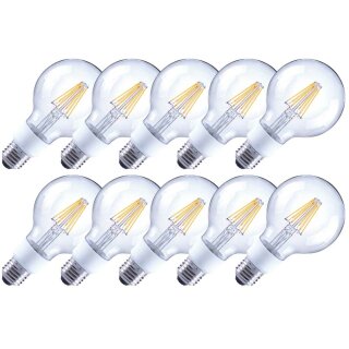 10 x Arteko LED Filament Leuchtmittel G80 Globe 7W = 60W E27 klar 810lm 827 warmweiß 2700K DIMMBAR