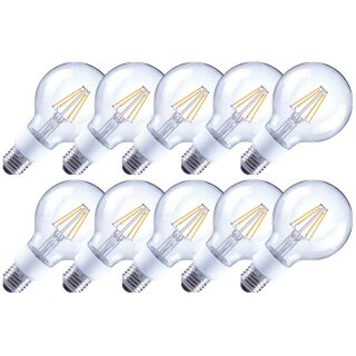 10 x Arteko LED Filament Leuchtmittel G80 Globe 4,5W = 40W E27 klar 470lm 827 warmweiß 2700K DIMMBAR