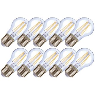 10 x Arteko LED Filament Leuchtmittel Tropfen 4,5W = 40W E27 klar 470lm 827 warmweiß 2700K DIMMBAR