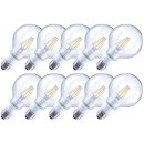 10 x Arteko LED Filament Leuchtmittel G95 Globe 4,5W = 40W E27 klar 470lm 827 warmweiß 2700K DIMMBAR