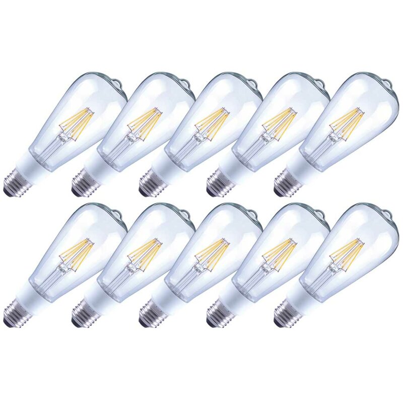 10 x Arteko LED Filament Leuchtmittel Edison ST64 7W = 60W E27 klar 8