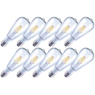 10 x Arteko LED Filament Leuchtmittel Edison ST64 7W = 60W E27 klar 810lm 827 warmweiß 2700K DIMMBAR