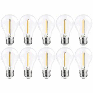 10 x LED Filament Leuchtmittel Birne 1W = 12W E27 klar 100lm extra warmweiß 2200K