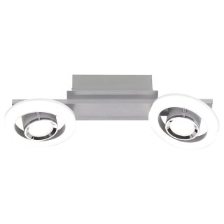Wofi LED Deckenleuchte Detroit Silber 2 x 8,3W 610lm warmweiß 3000K schwenkbar 3-Stufen-Dimmbar