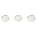 3 x Philips LED Einbaustrahler Sceptrum rund Ø95mm Weiß 3 x 3W 810lm warmweiß 2700K