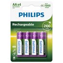 4 x Philips Batterien AA HR6 Mignon 1,2V 2100mAh NiMH...
